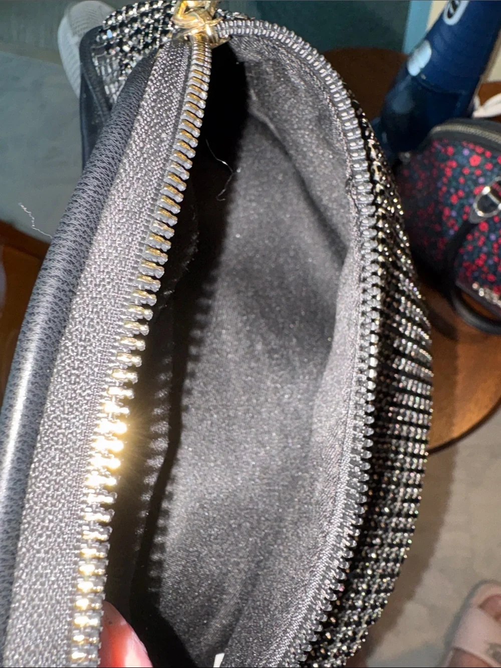 Belt bag Crystal Zip Bag black/gold crystals black trim heavy duty sparkly